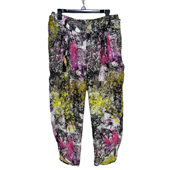 Anthropologie Silk Cropped Pants Colorful Leifsdottir Pocket Bow Trousers - Picture 2 of 13